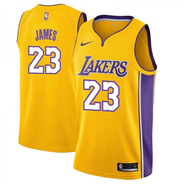 LeBron James 23 Los Angeles Lakers Gold Swingman NBA Jersey 2018